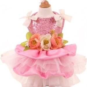 Dog Pink Sequin Formal Dress For a Small Dog, Size: XL